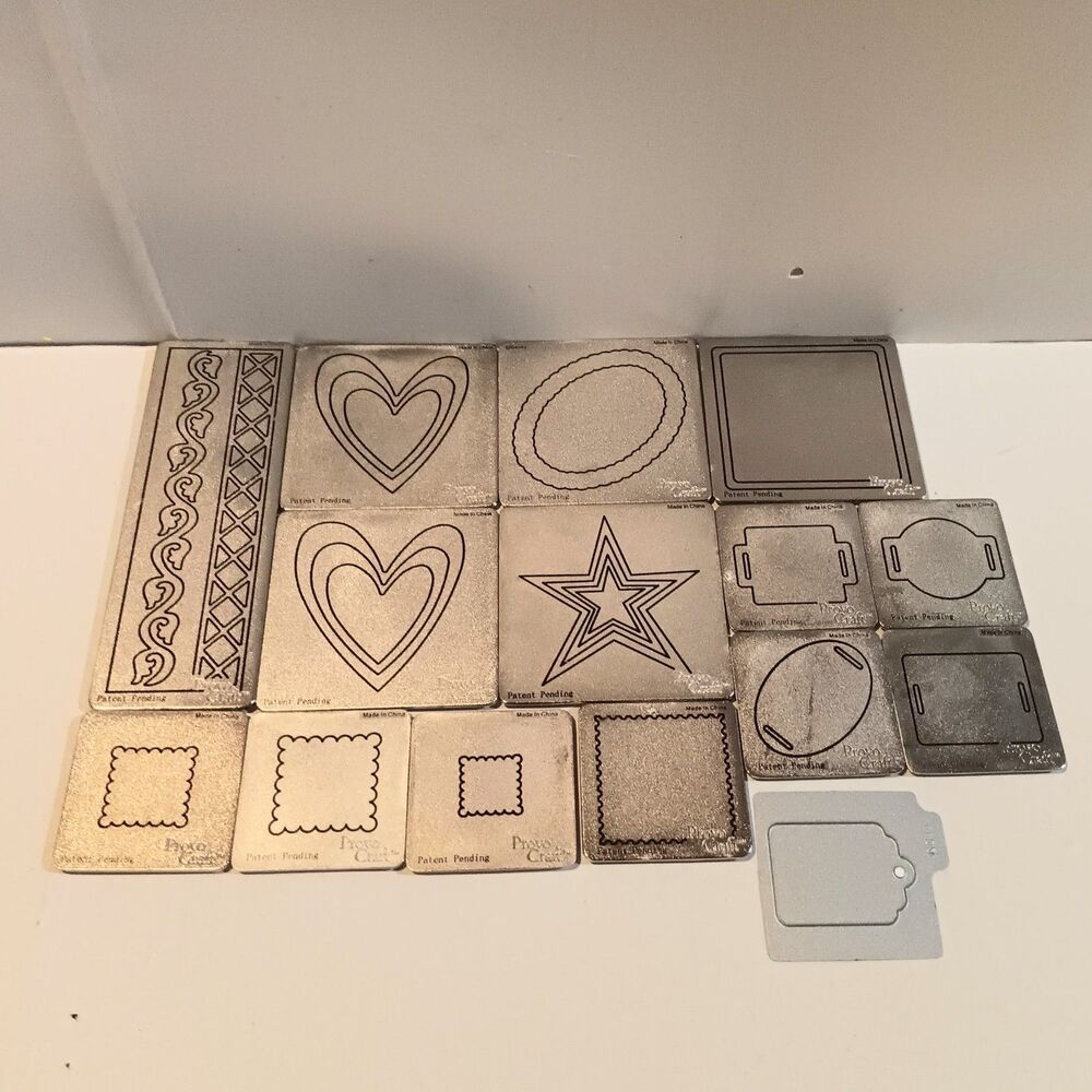 Provo Craft Cutting Die Cut Lot Of 13-Hearts-Stars-Ovals-Squares-Tags-Leaves